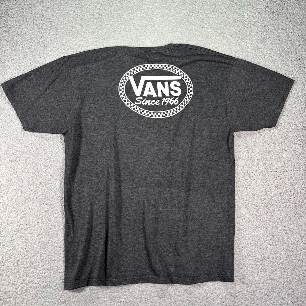 Vans Off The Wall Mens XXL T-Shirt Heather Gray Checkered Logo s/s Skateboard